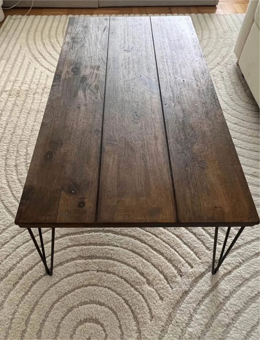 Coffee Table with Wooden Top & Metal Legs thumbnail
