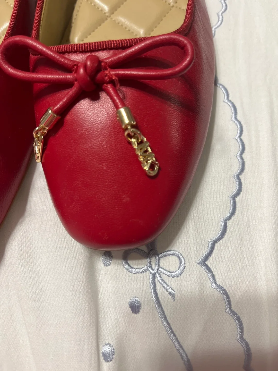 Michael Kors Red Leather Ballet Flats image indicator(4)