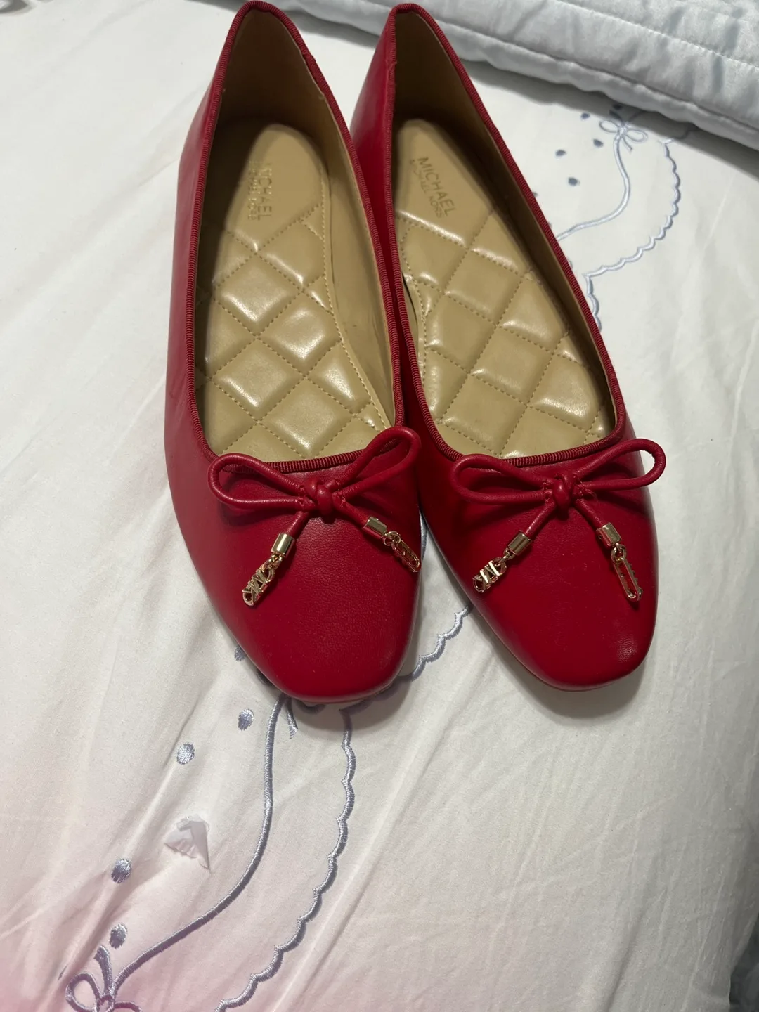 Michael Kors Red Leather Ballet Flats thumbnail