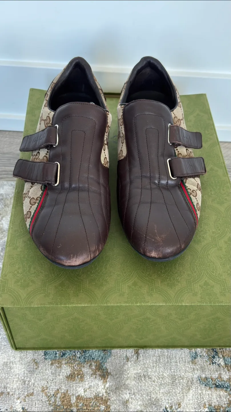 Vintage GUCCI GG Monogram Low Top Sneakers – Brown Leather thumbnail