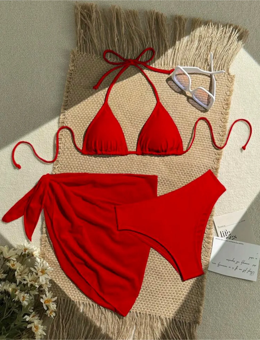 Brand New - Red Swimsuit Set with Sarong - XL thumbnail