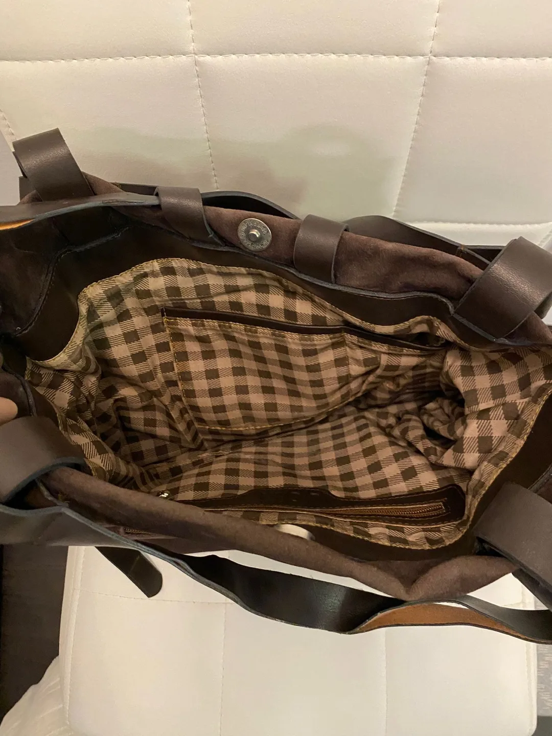 Brown Suede Leather Backpack image indicator(3)