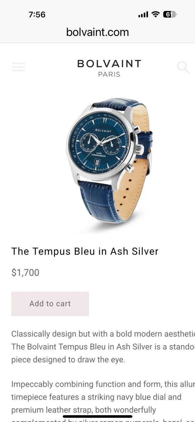 Bolvaint Tempus Bleu Ash Silver Watch thumbnail