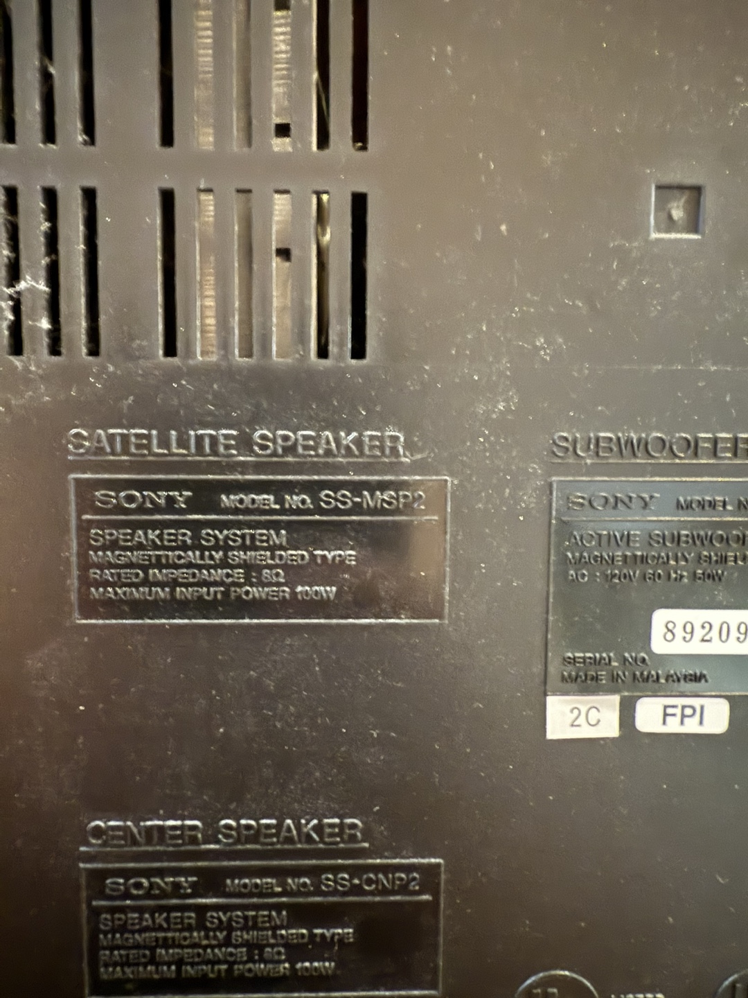 Sony Home Threater System: SA-WM500 Subwoofer & SS-MSP2 Speakers - photo 5