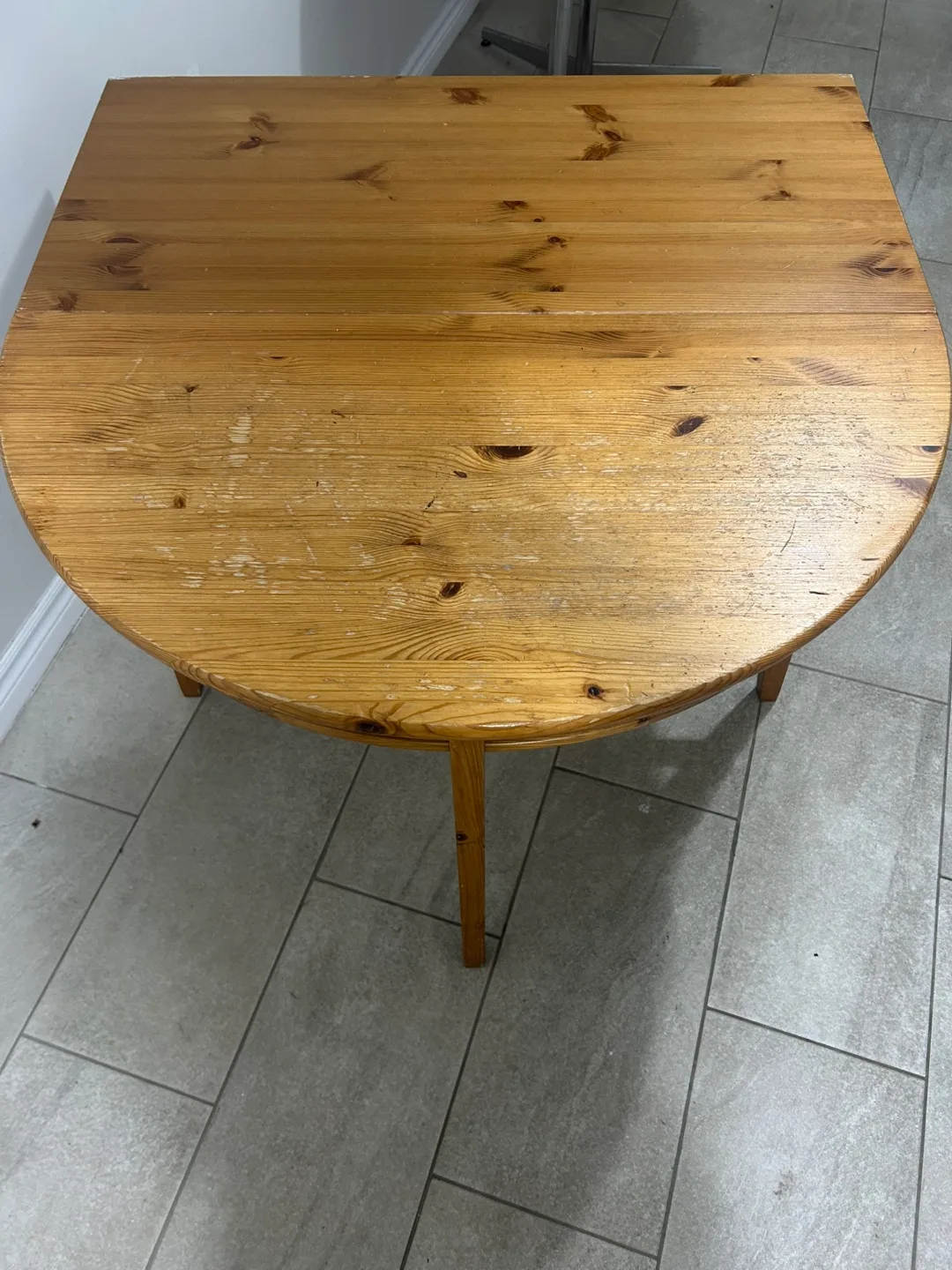 IKEA Pine drop-leaf semi-circle Table image indicator(4)