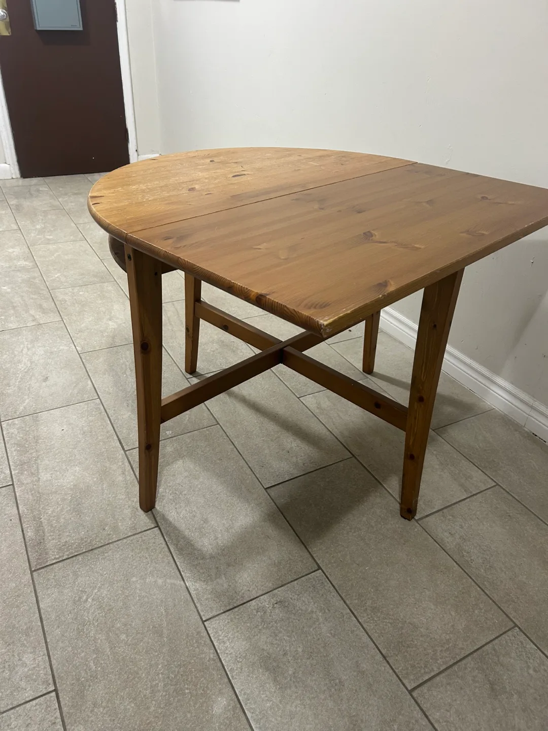 IKEA Pine drop-leaf semi-circle Table image indicator(6)