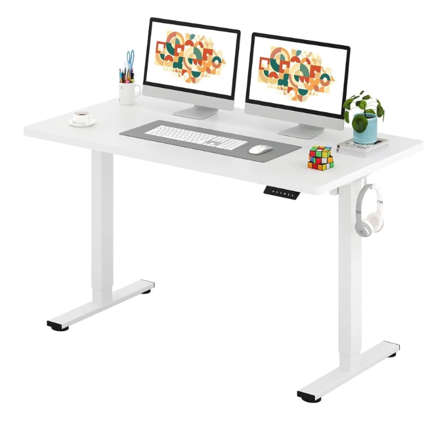 Electric Standing Desk - White, 55 x 28 inches thumbnail