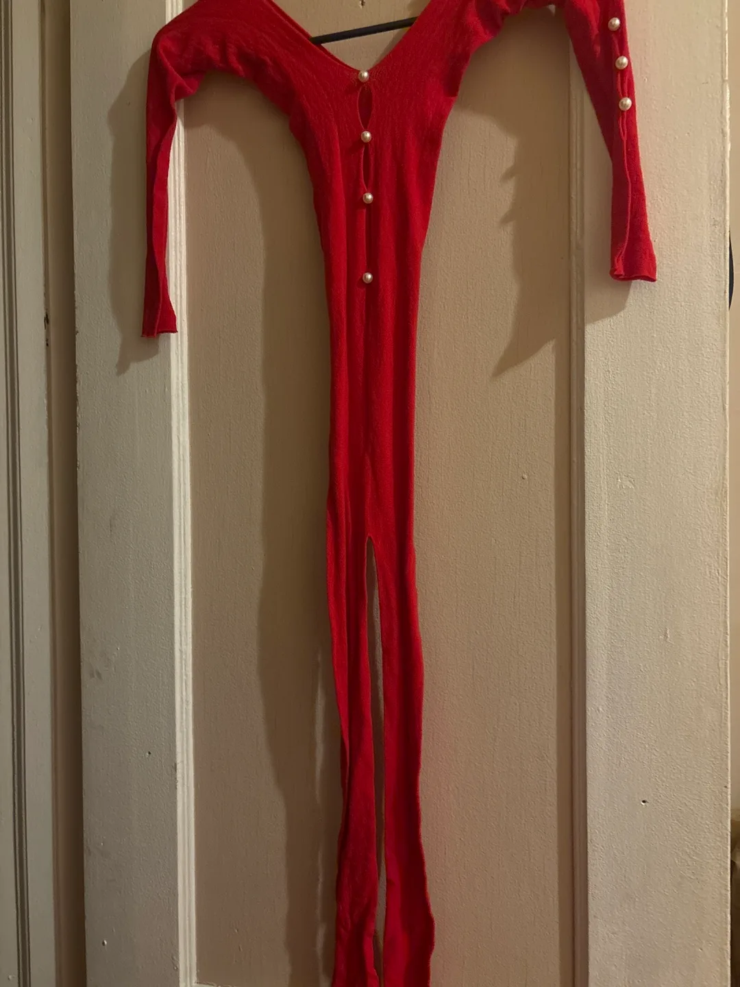 Red/Pink Bodysuit with Pearl Detail thumbnail