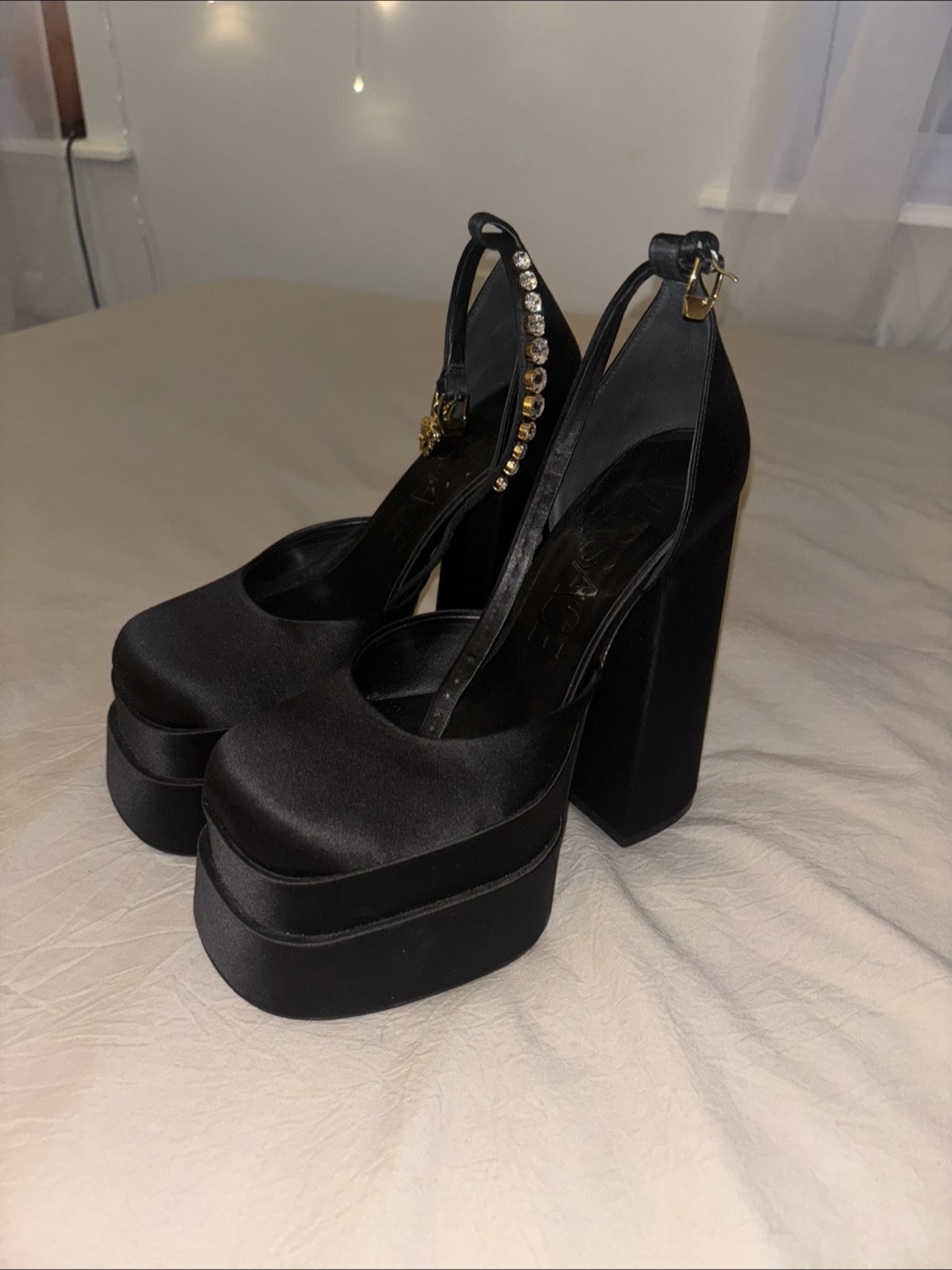 Versace Black Platform Heels