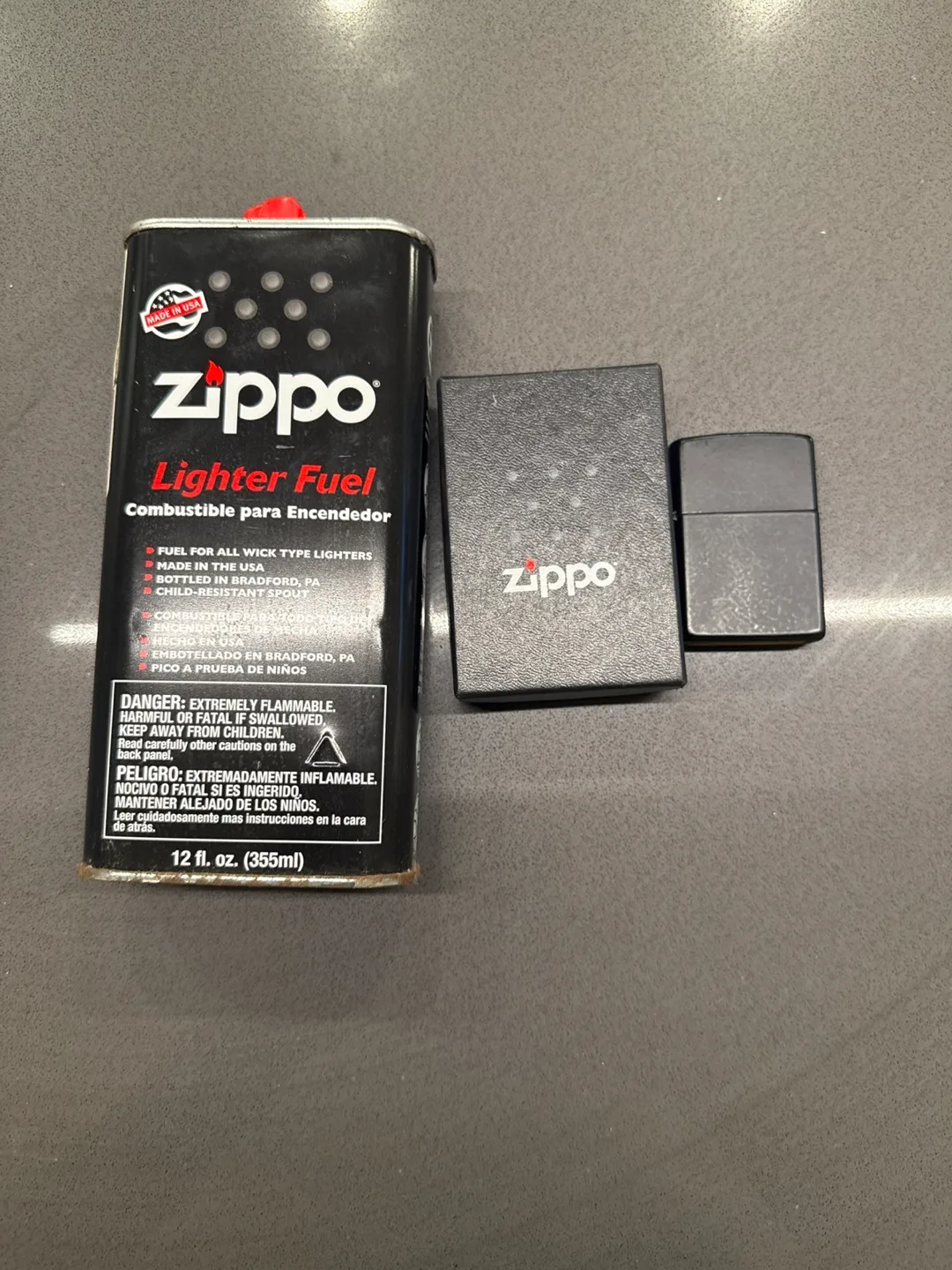 Zippo Matte Black Lighter with Fluid and Electric Insert thumbnail