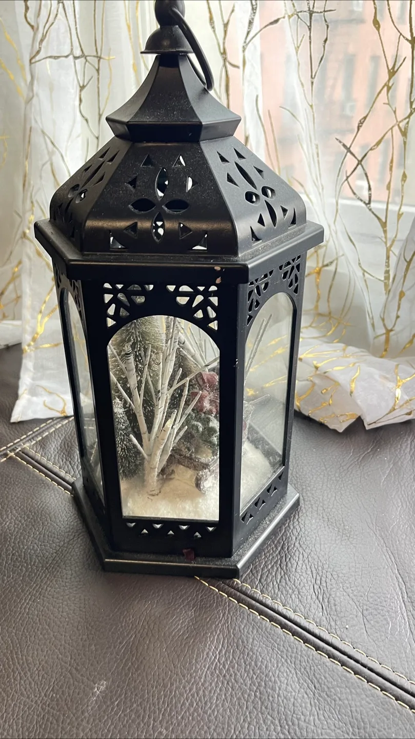 🎉MOVING SALE🎉 Black Decorative Lantern with Winter Scene thumbnail