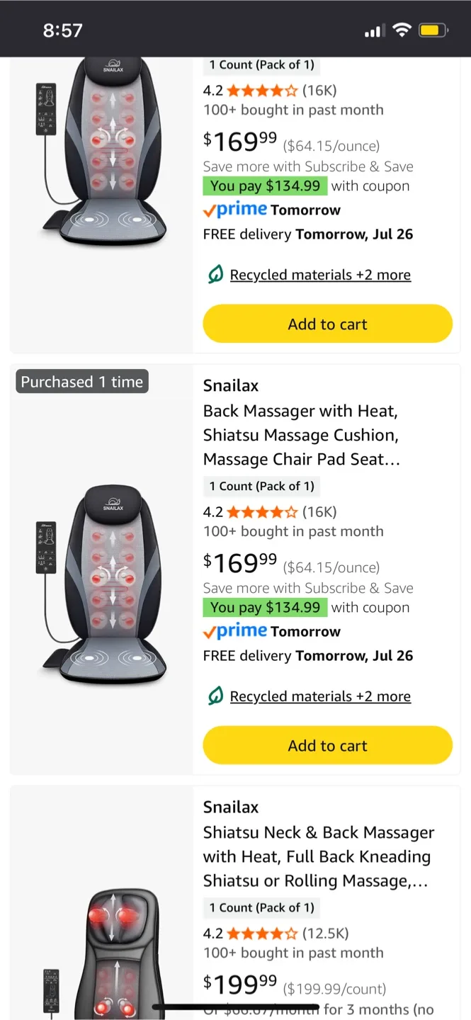 Snailax Shiatsu Back Massager with Heat - NWOB 🇨🇦 image indicator(4)