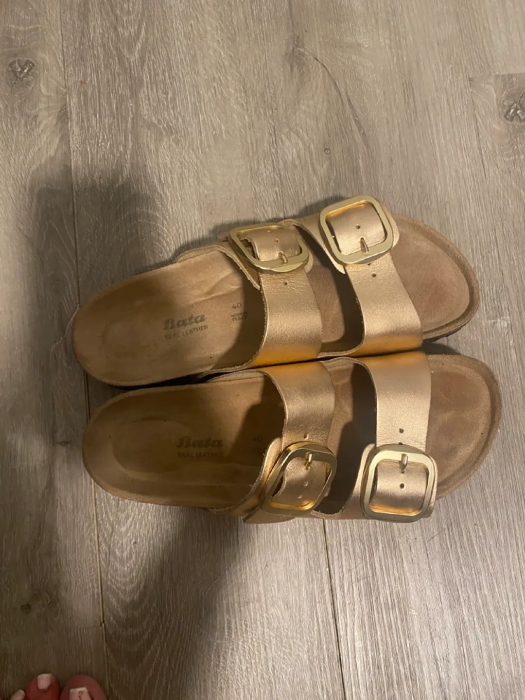 Bata Gold Leather Sandals - Size 40 image indicator(3)