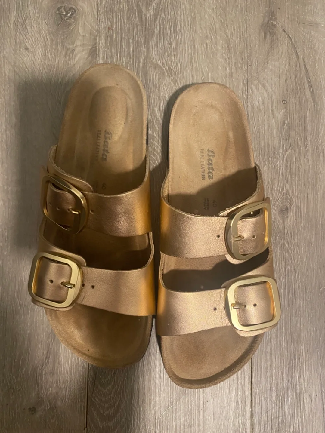 Bata Gold Leather Sandals - Size 40 image indicator(4)