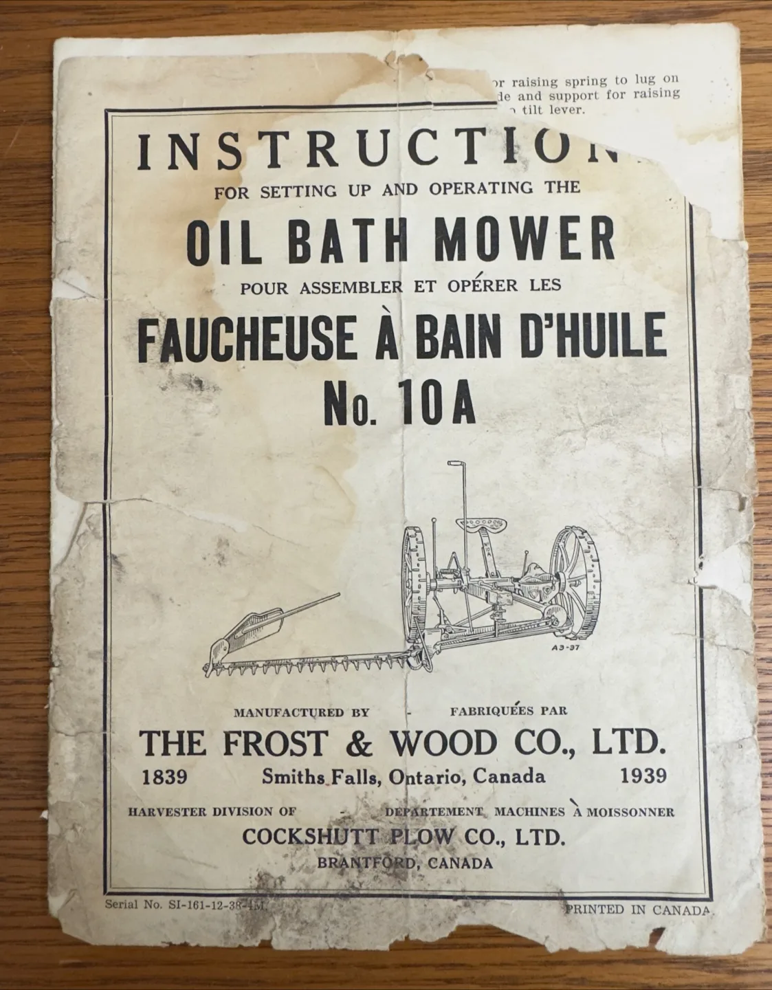 Vintage Frost & Wood Cockshutt Plow Mower Manual thumbnail