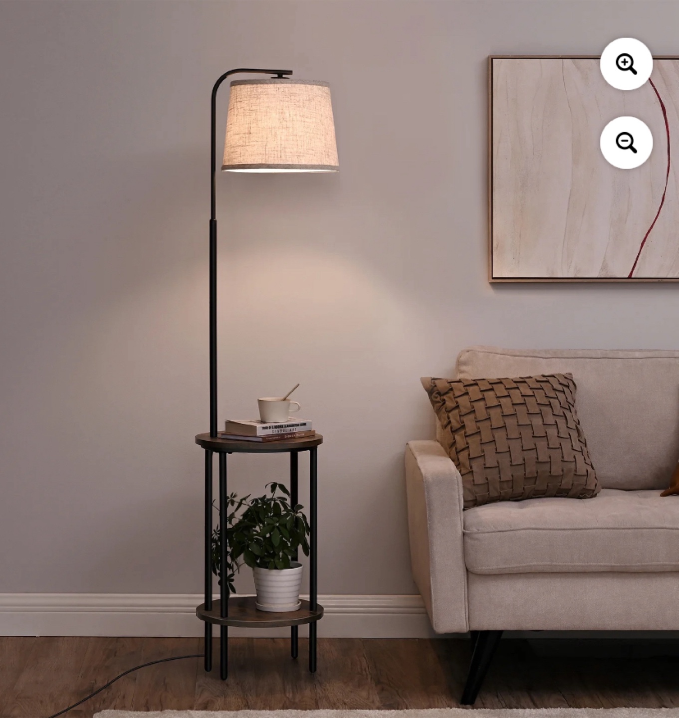 Floor Lamp with Shelves & Linen Shade - photo 3