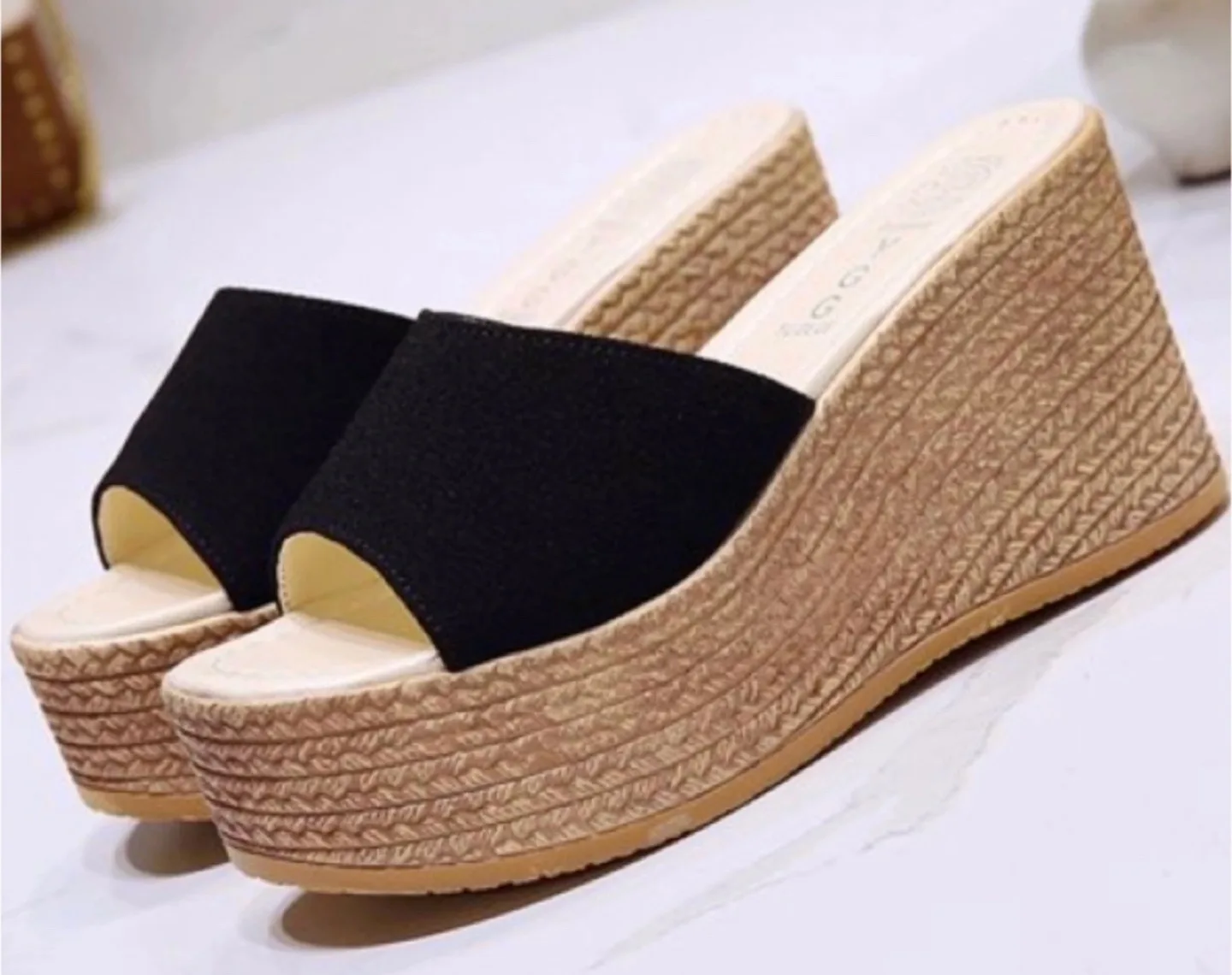 Brand New Women's Black Wedge Summer Sandals thumbnail
