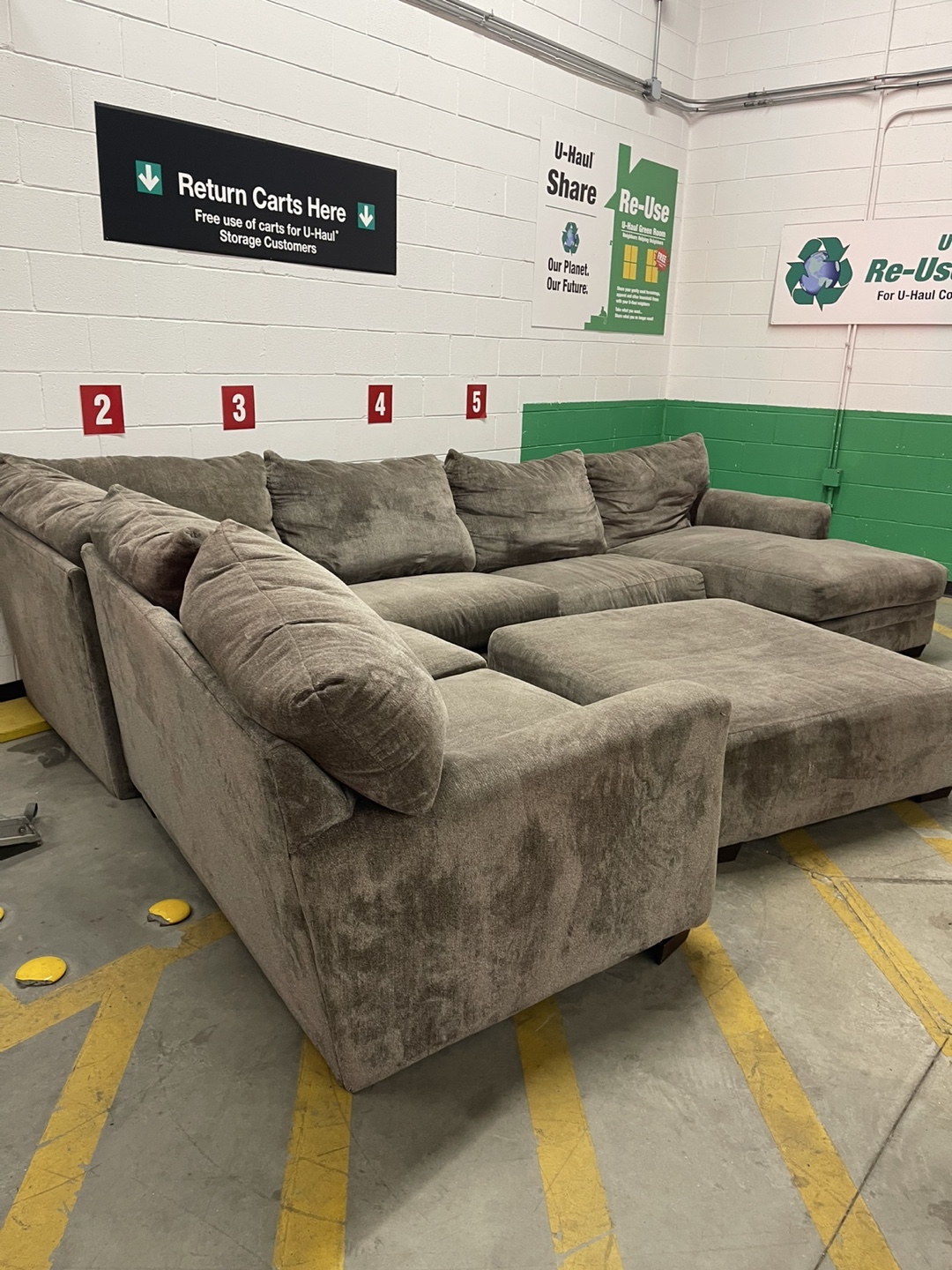 Large Sectional Sofa with Ottoman - Brown - photo 2