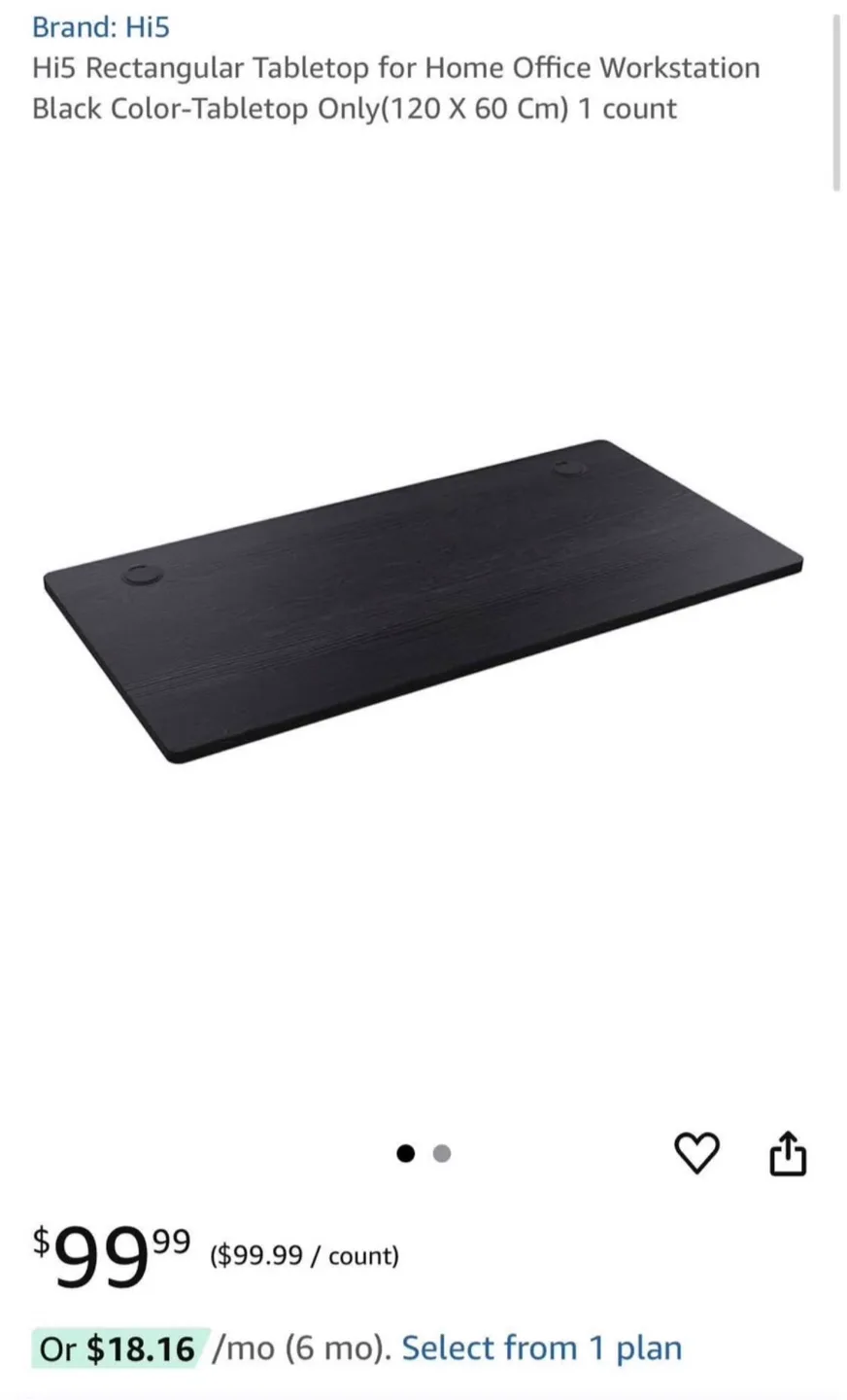 Hi5 Black Rectangular Tabletop (120x60cm) thumbnail