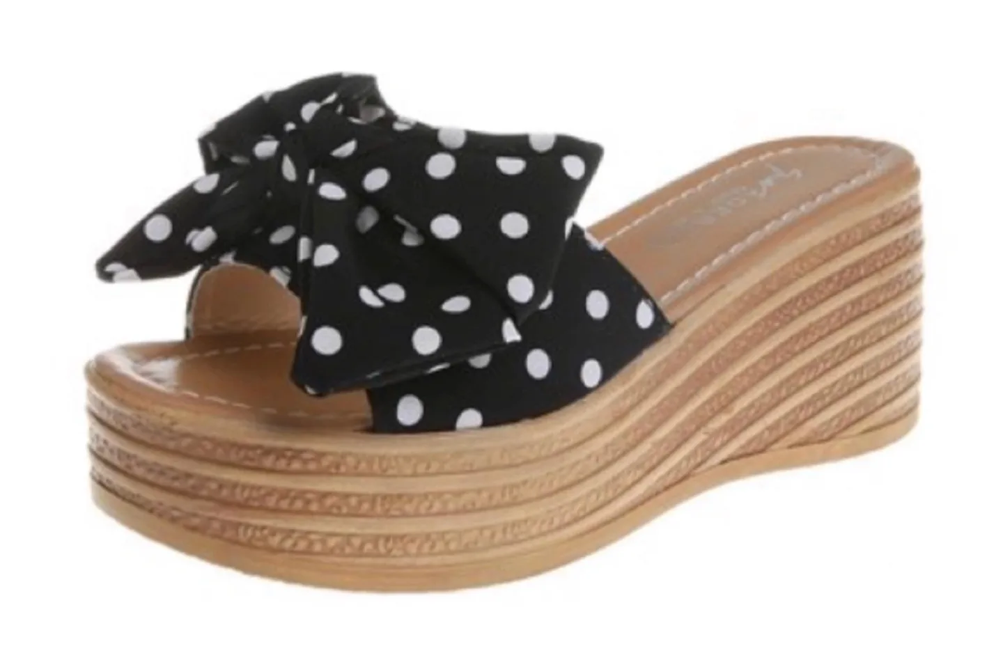 Brand New Polka Dot Bow Platform Women's Wedge Sandals thumbnail