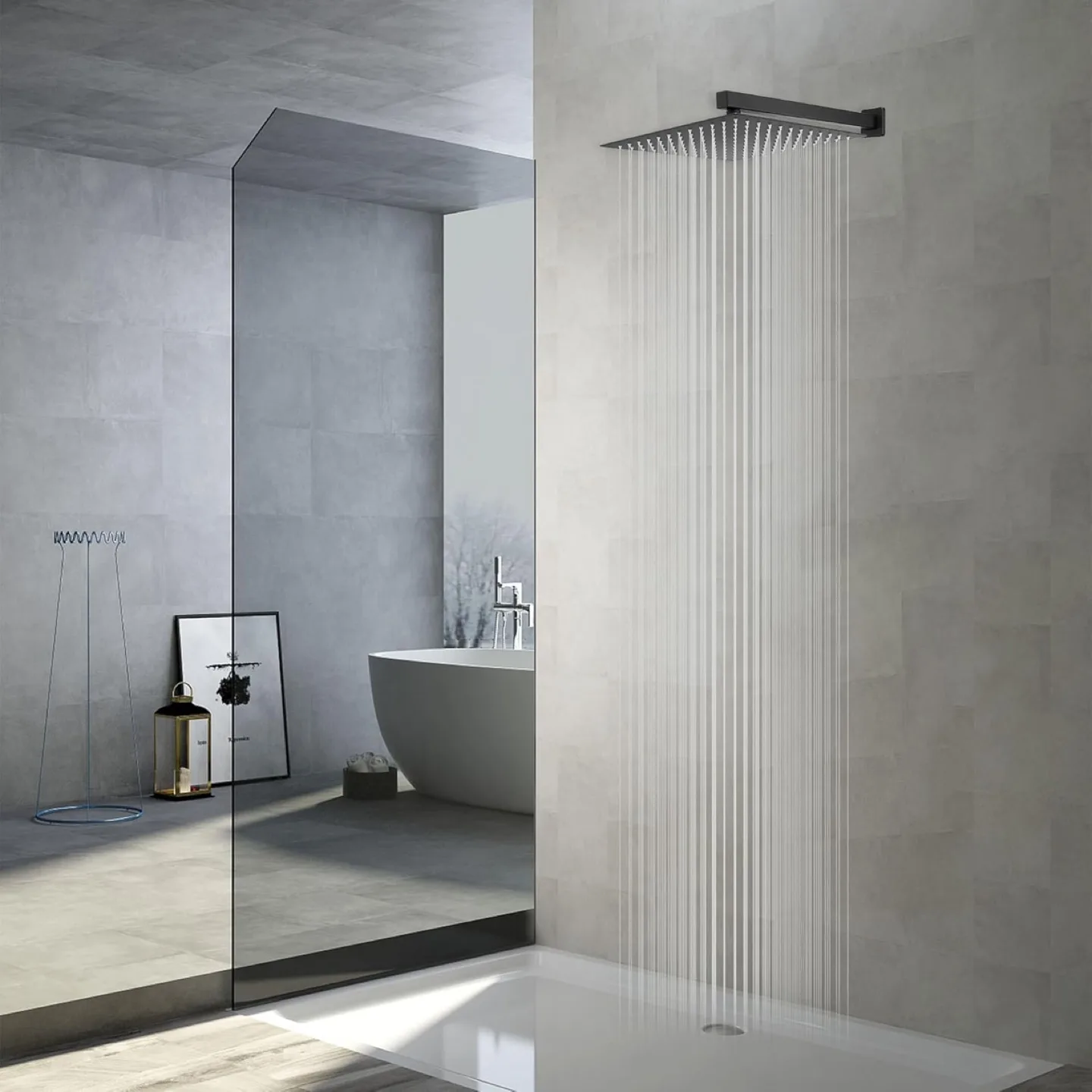 16 Inch Square Stainless Steel Matte Black Shower Head image indicator(2)