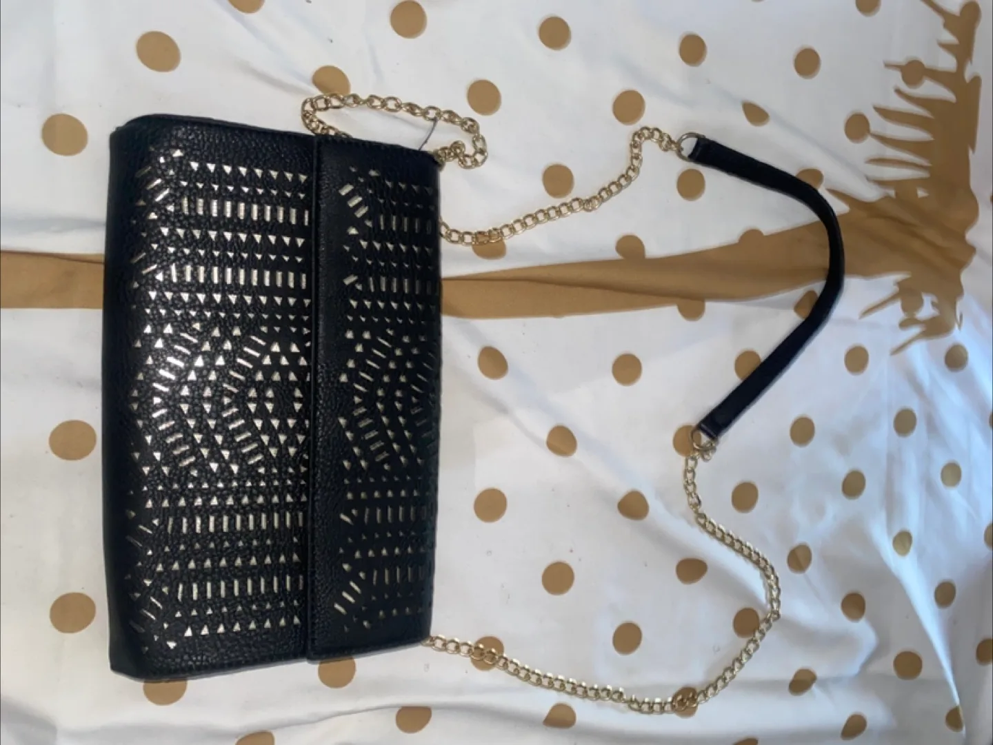 NMS Black Clutch with Gold Chain thumbnail