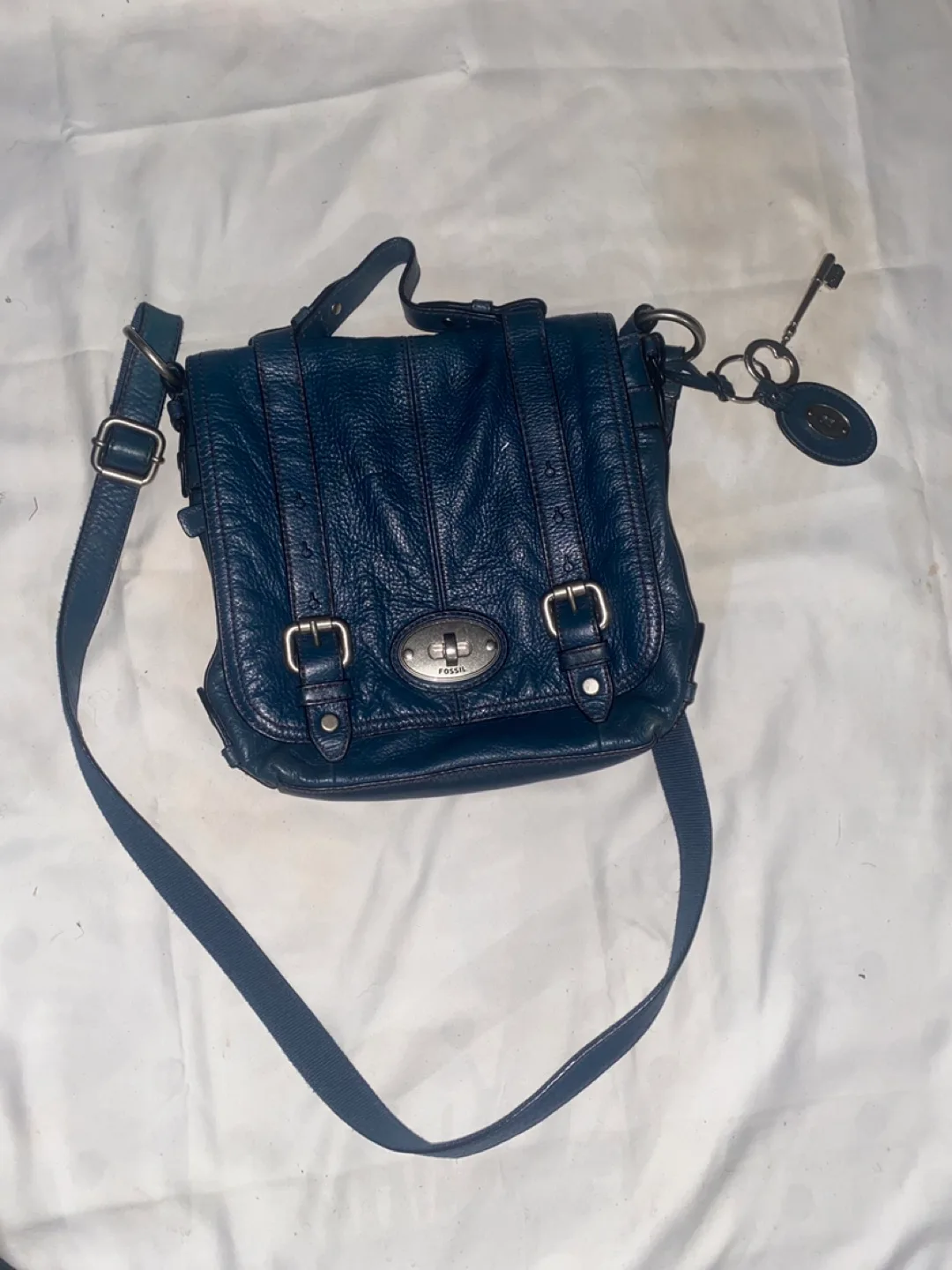 Fossil Blue Leather Crossbody Bag thumbnail