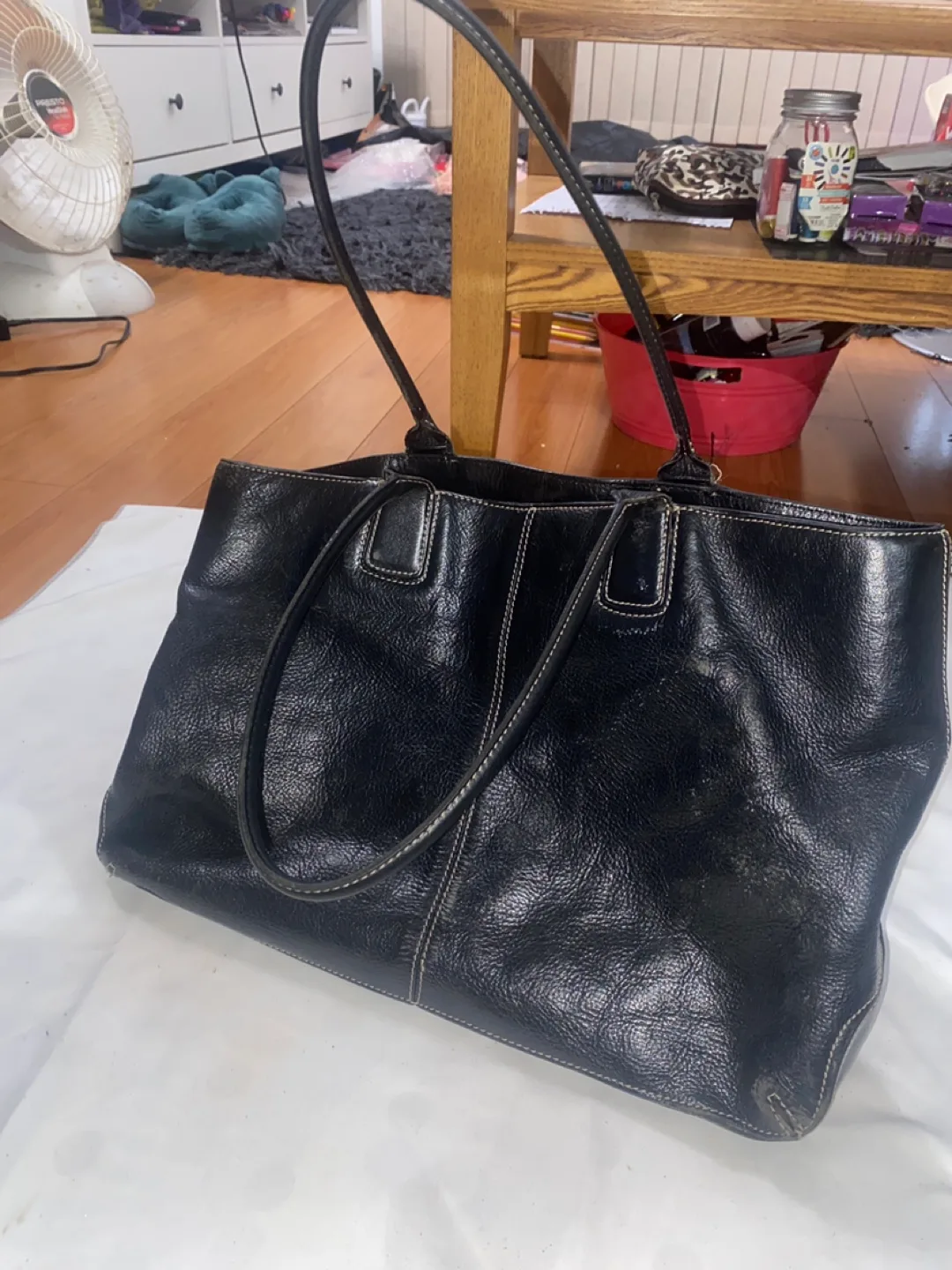 Cole Haan Black Leather Tote Bag thumbnail