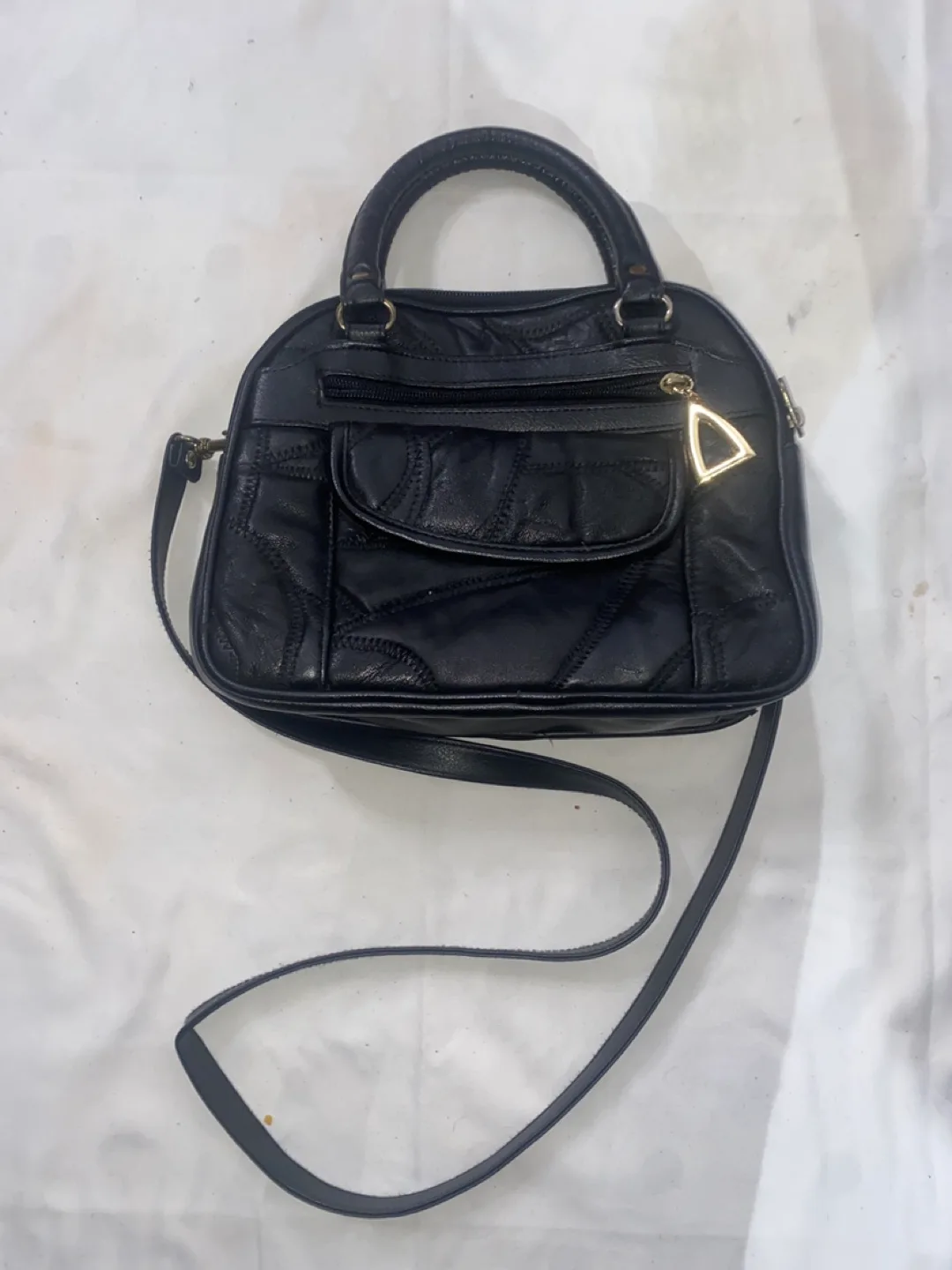 Black Leather Handbag -Small thumbnail