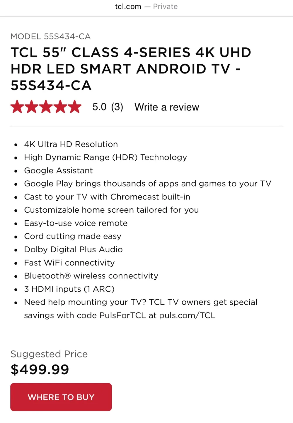 TCL 55” Class 4 Series 4K Smart Android TV - 55S434-CA image indicator(5)