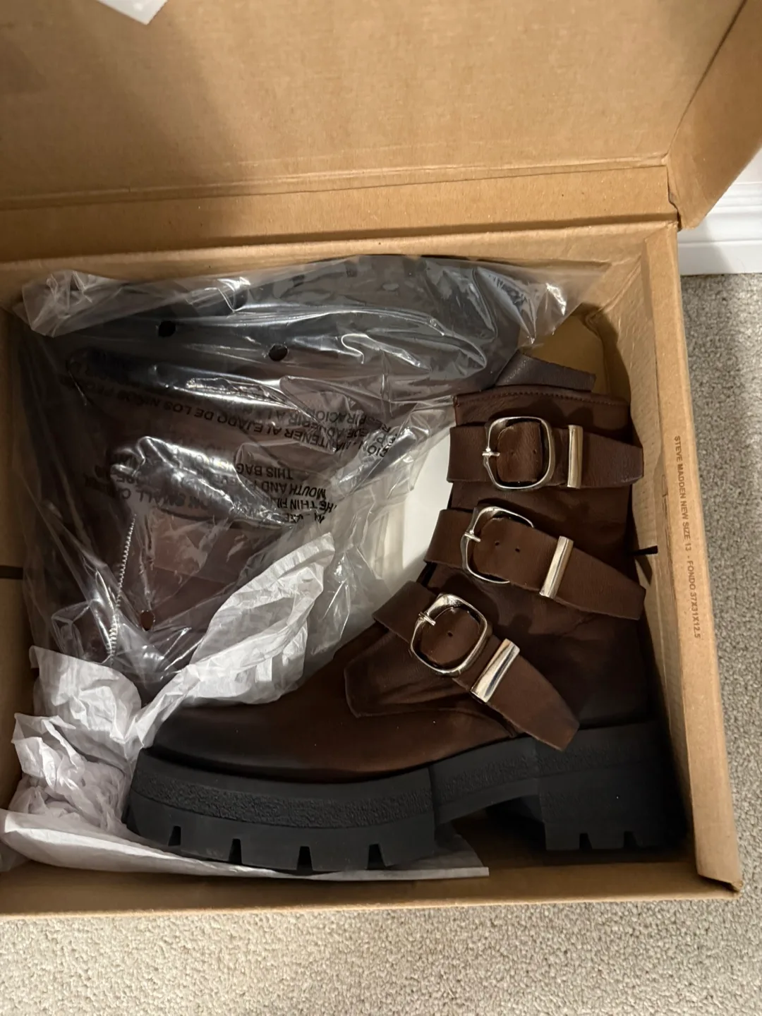 Steve Madden Brown Leather Boots, Size 9 image indicator(2)