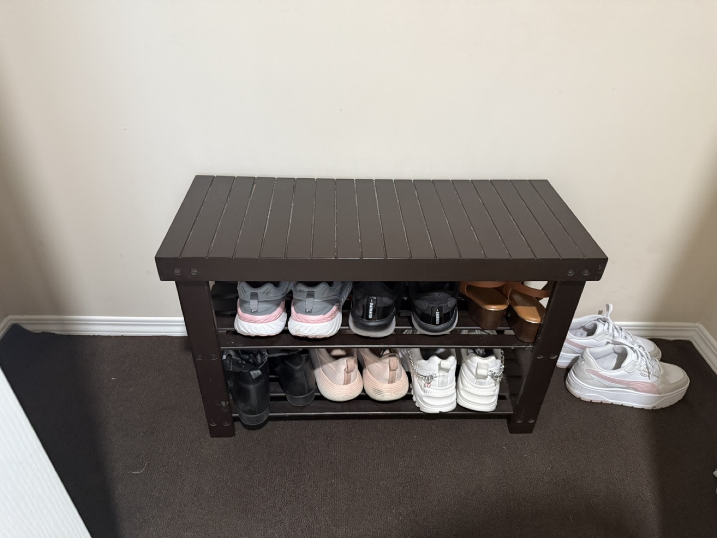 Brown Wooden Shoe Rack
