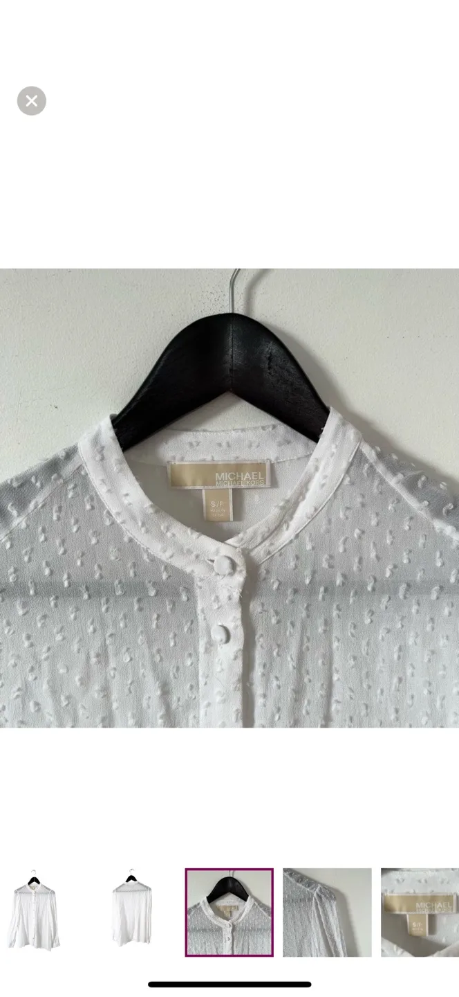 Michael Kors White Blouse with Mandarin Collar thumbnail
