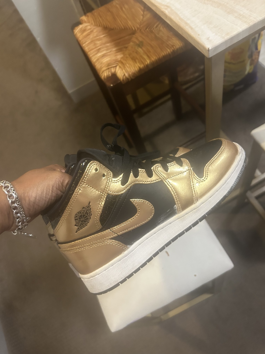 Jordan Air 1 Mid Gold/Black Sneakers - photo 3