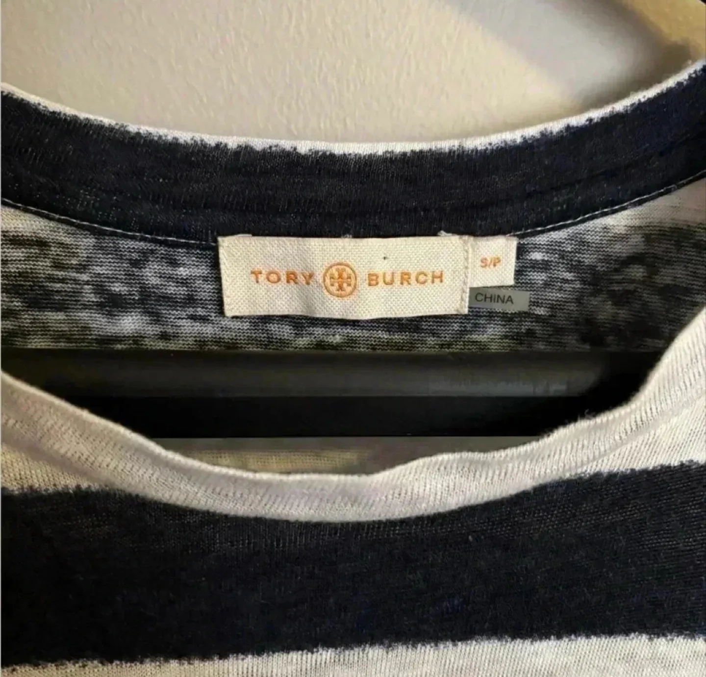 Tory Burch Navy/White Striped Sequin Bottom 100% Linen Tank image indicator(2)