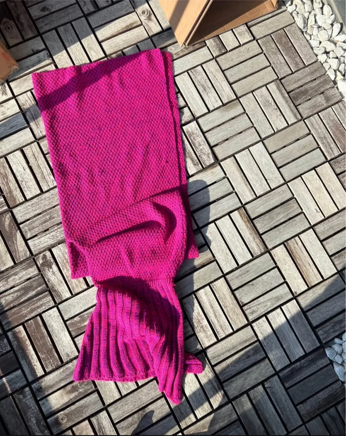 Knit mermaid tale blanket thumbnail