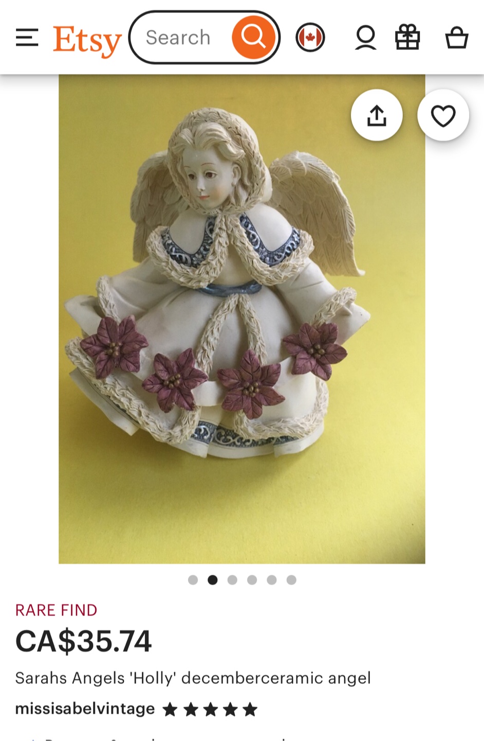 Sarah's Angels Holly Figurine, titled "December" - photo 4