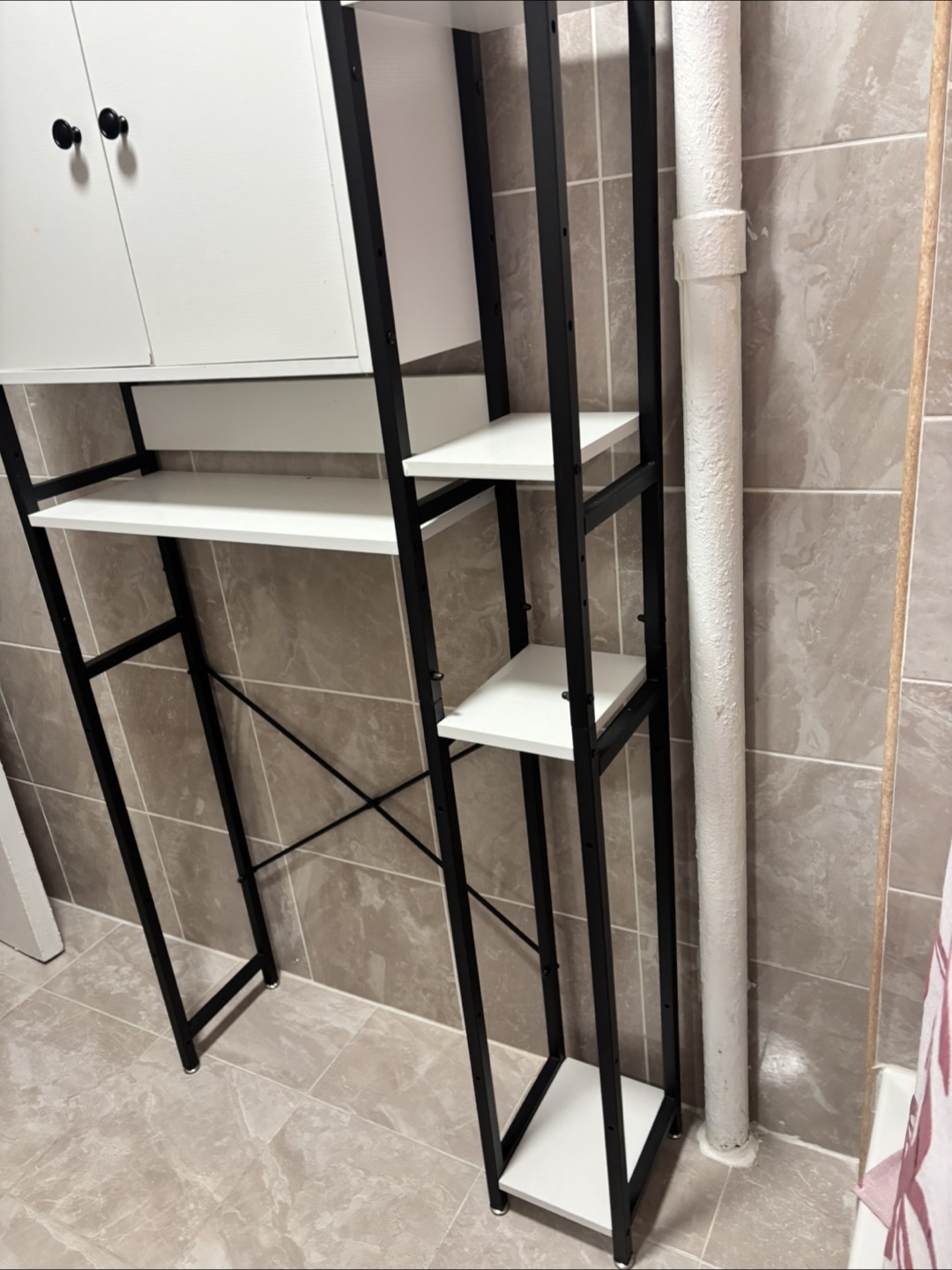 White Bathroom Cabinet with Black Frame