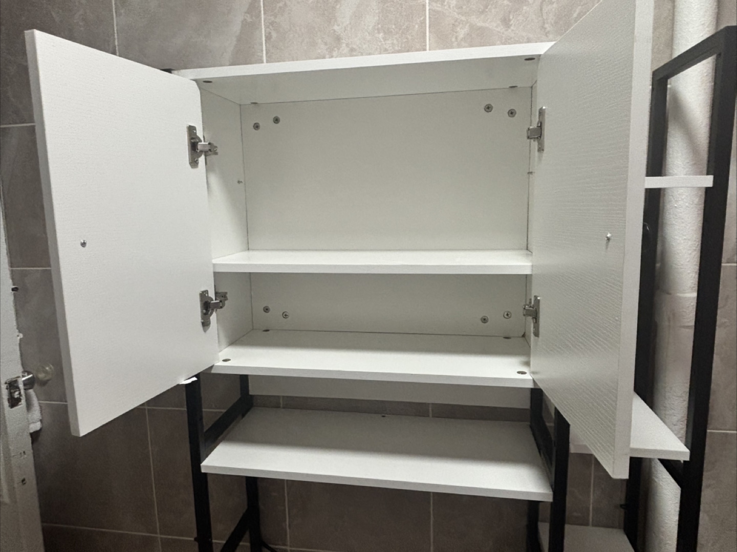 White Bathroom Cabinet with Black Frame - photo 2