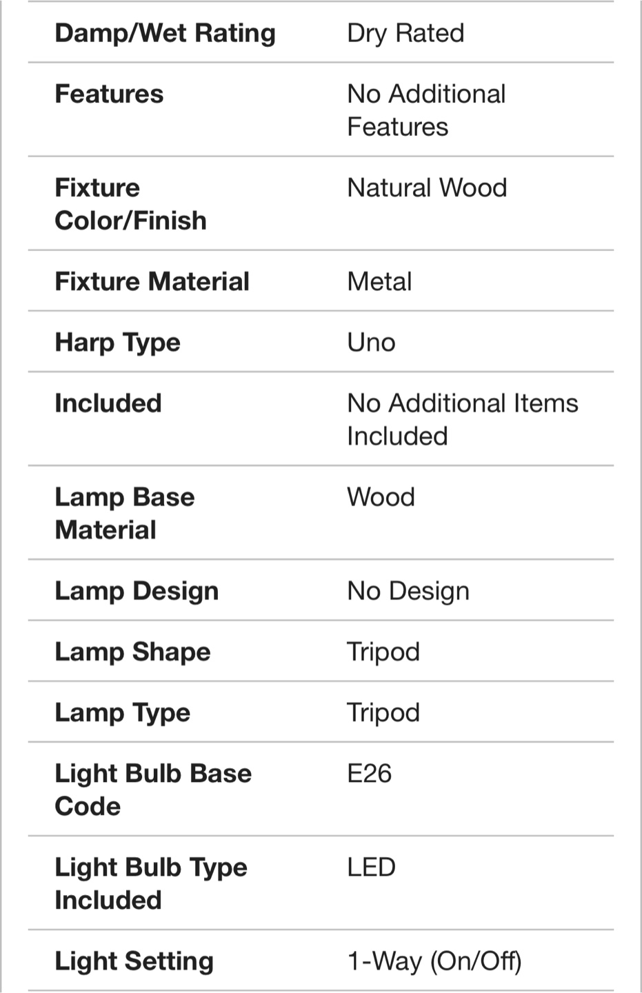 Tripod Floor Lamp - Beige Wood, 61 in Height - photo 3