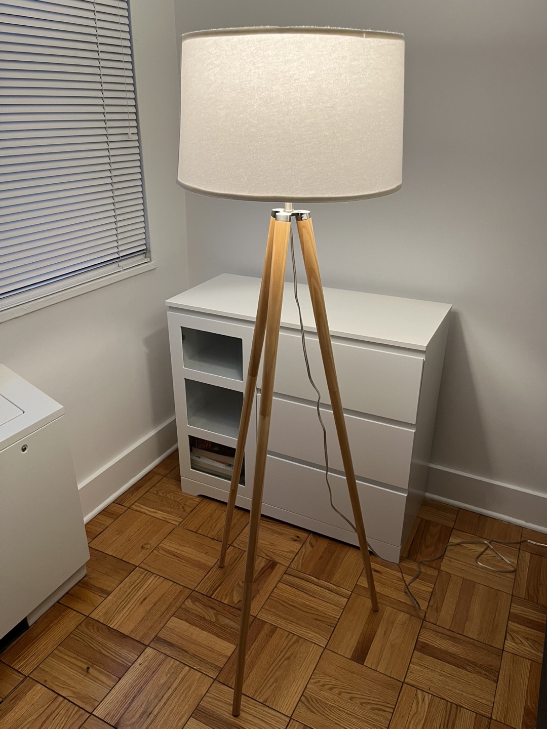 Tripod Floor Lamp - Beige Wood, 61 in Height