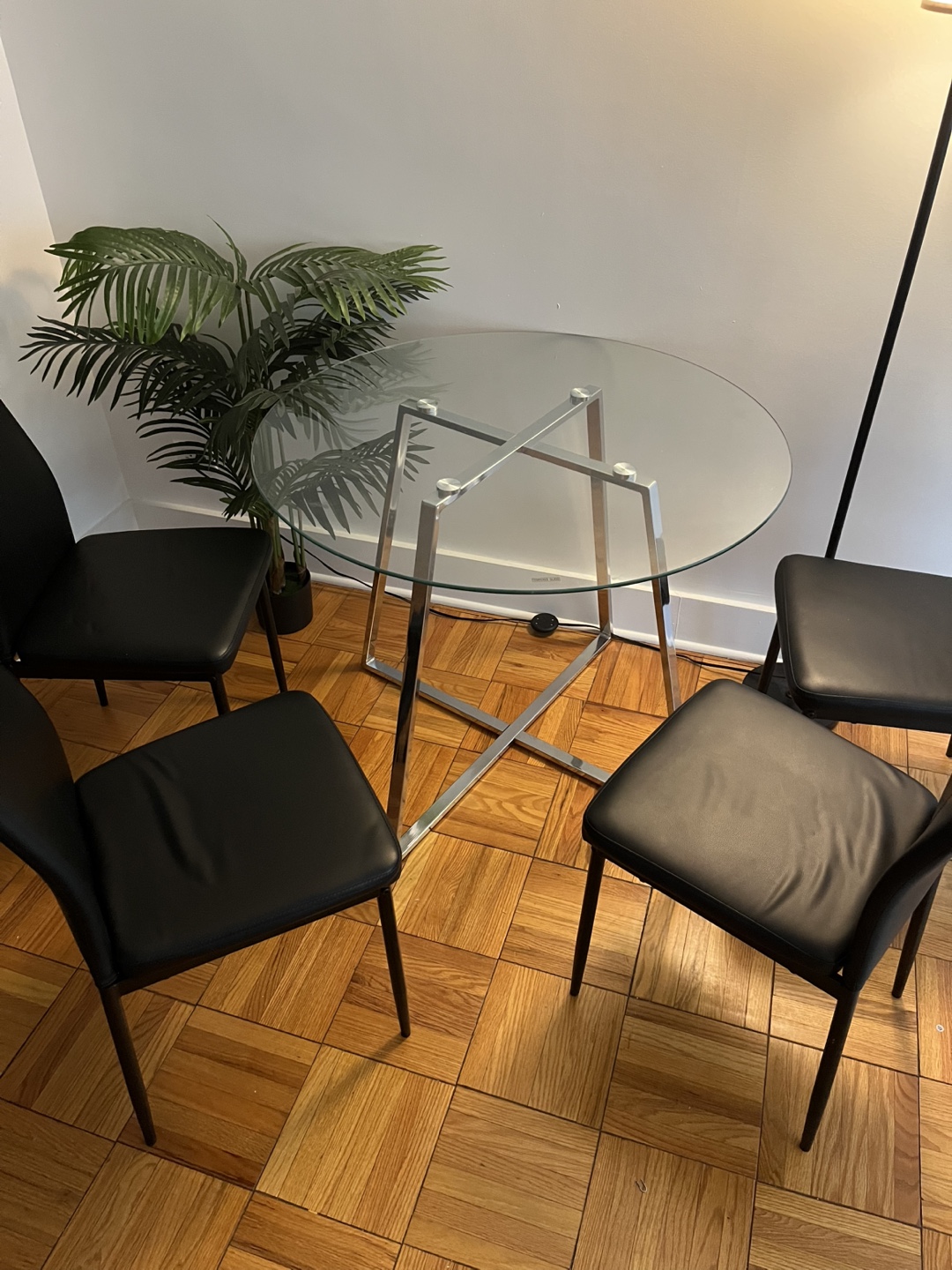 Glass Round Dining Table with 4 Chairs - photo 2