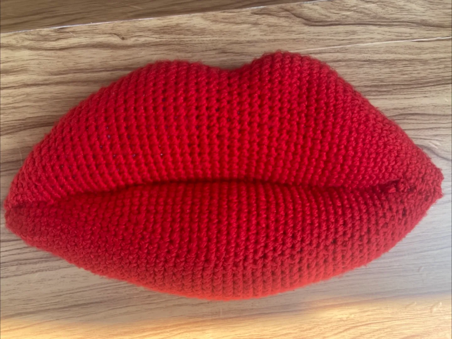 Handmade Crochet Red Lips Pillow image indicator(2)