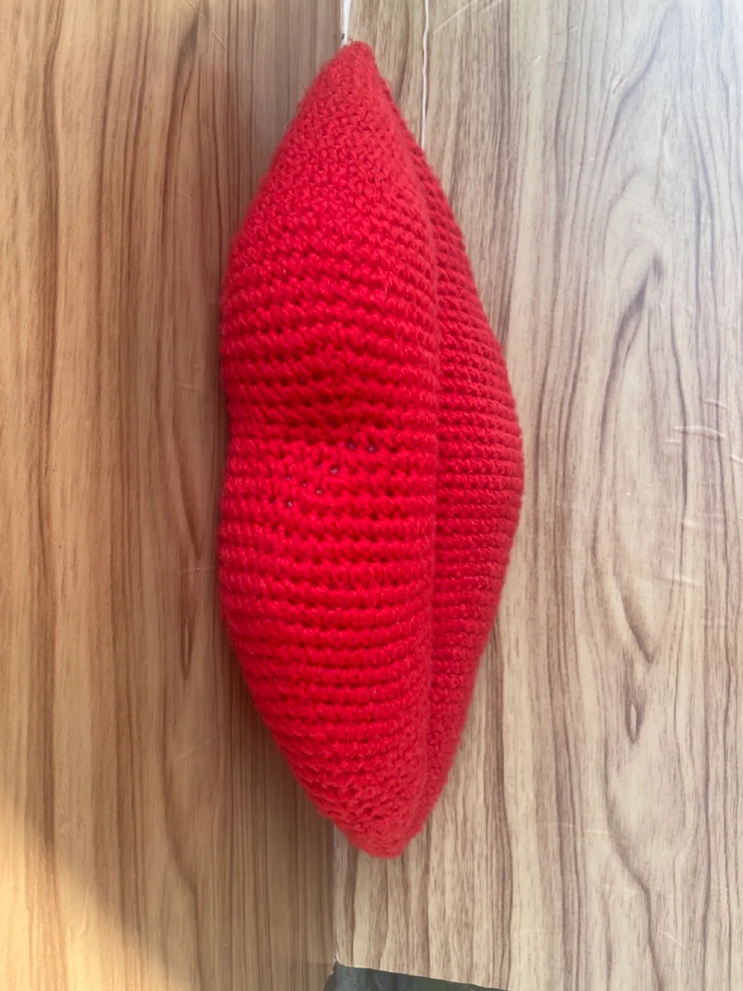 Handmade Crochet Red Lips Pillow image indicator(3)