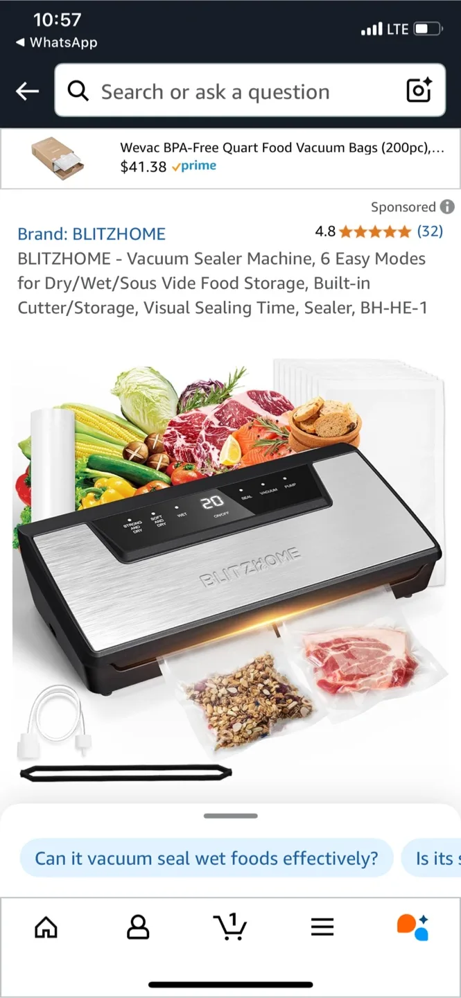 BLITZHOME Vacuum Sealer Machine thumbnail