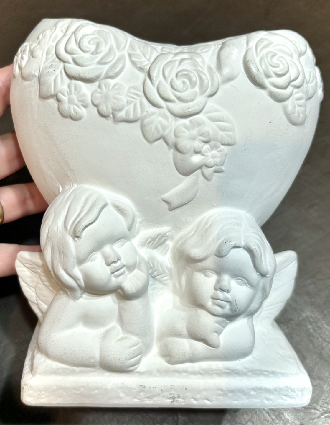 Angel Heart Ceramic Vase, ready to paint.