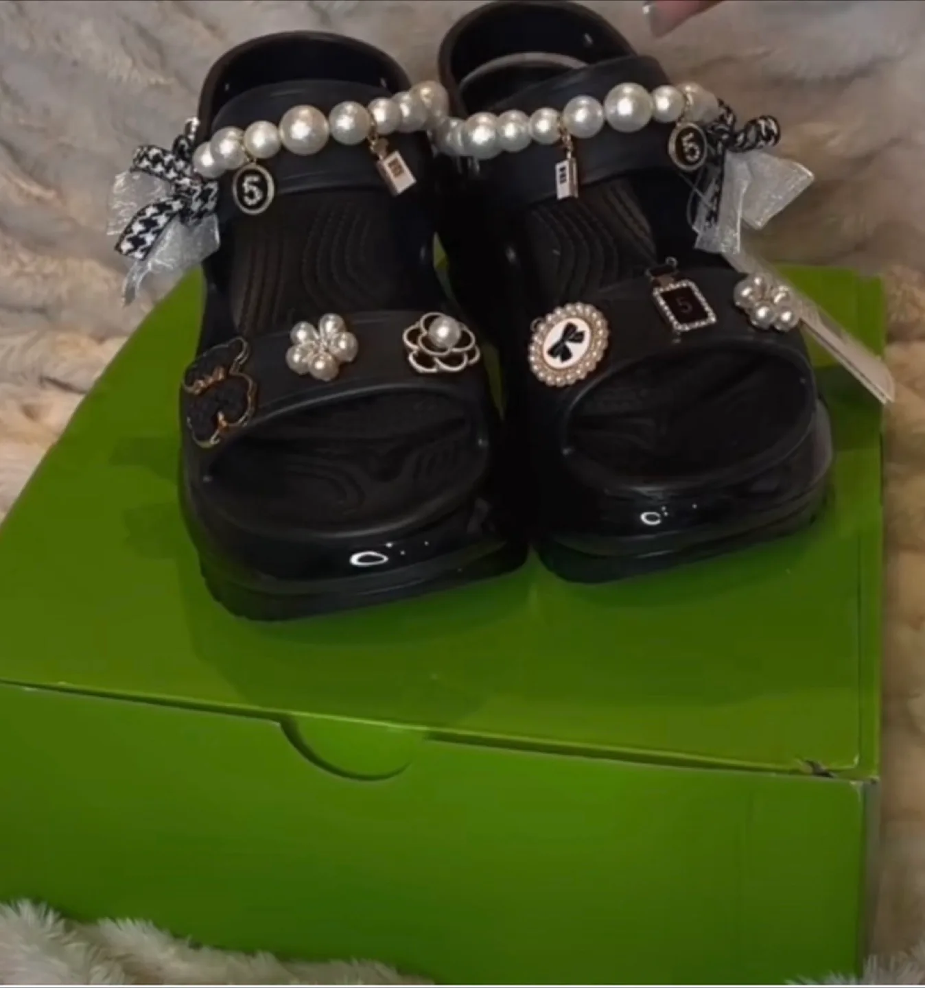 Crocs Black Platform Sandals thumbnail
