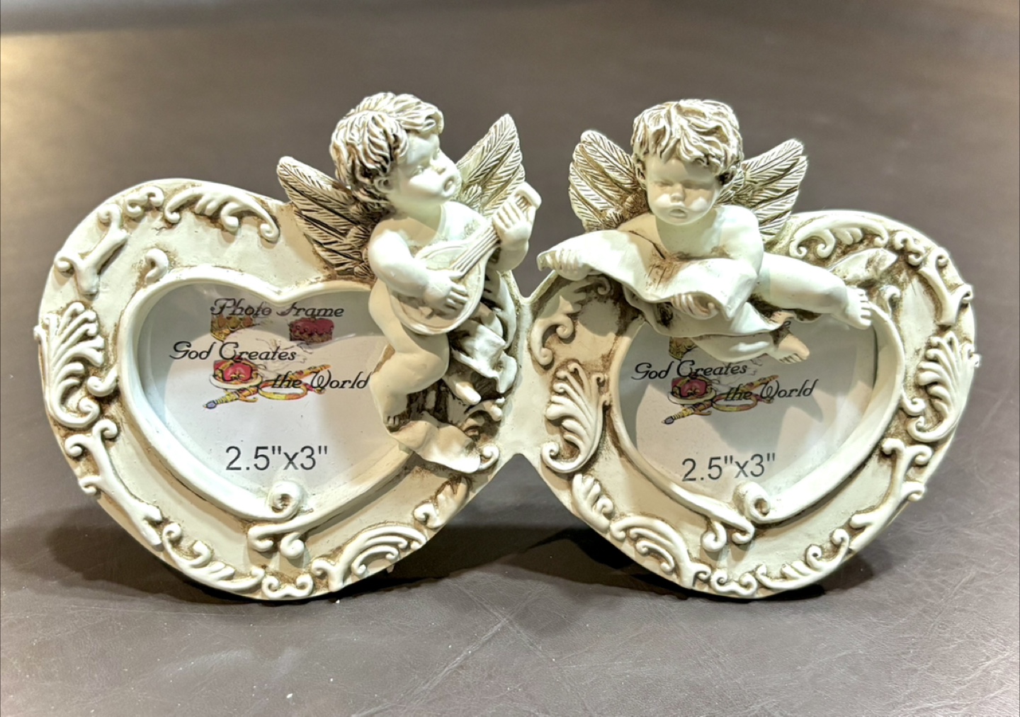 Angel Heart Double Photo Frame 2.5"x 3"