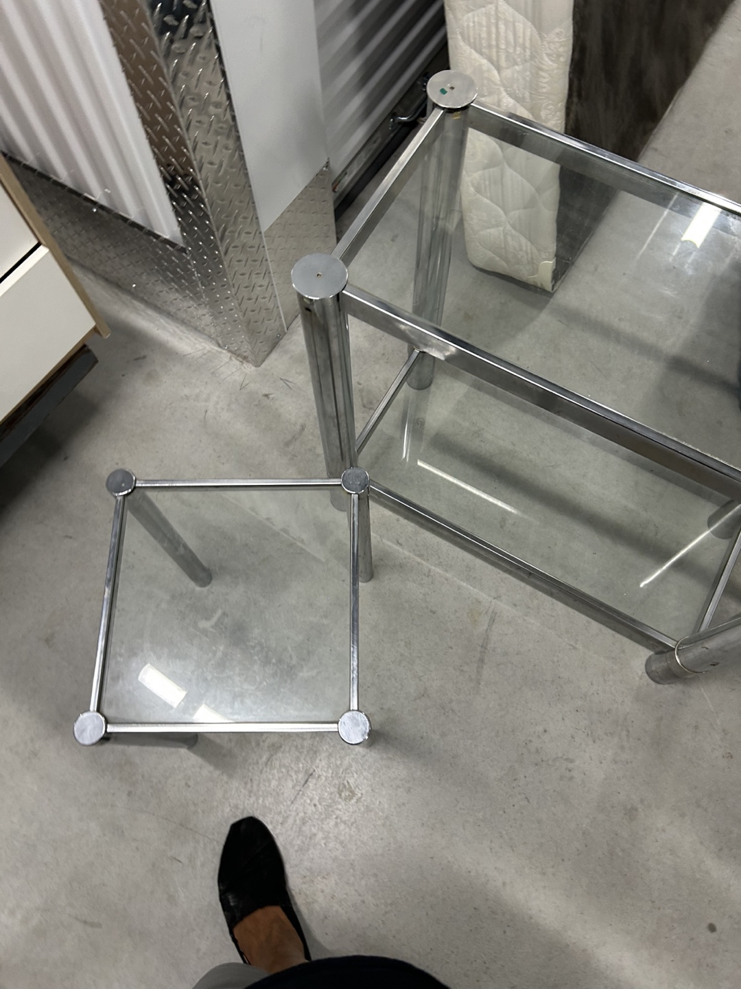Glass & Chrome Coffee Table Set - photo 5