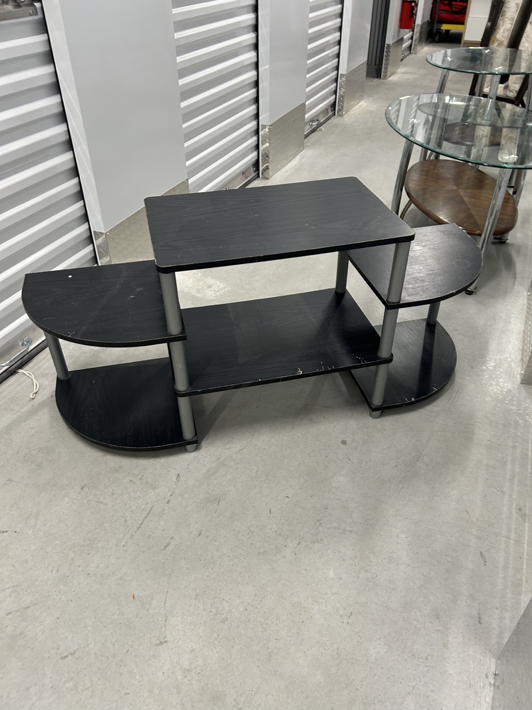 Black TV Stand with Shelves - photo 4